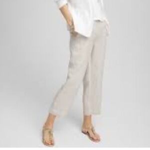 Chicos Linen High Rise Crop Cuffed Capris
